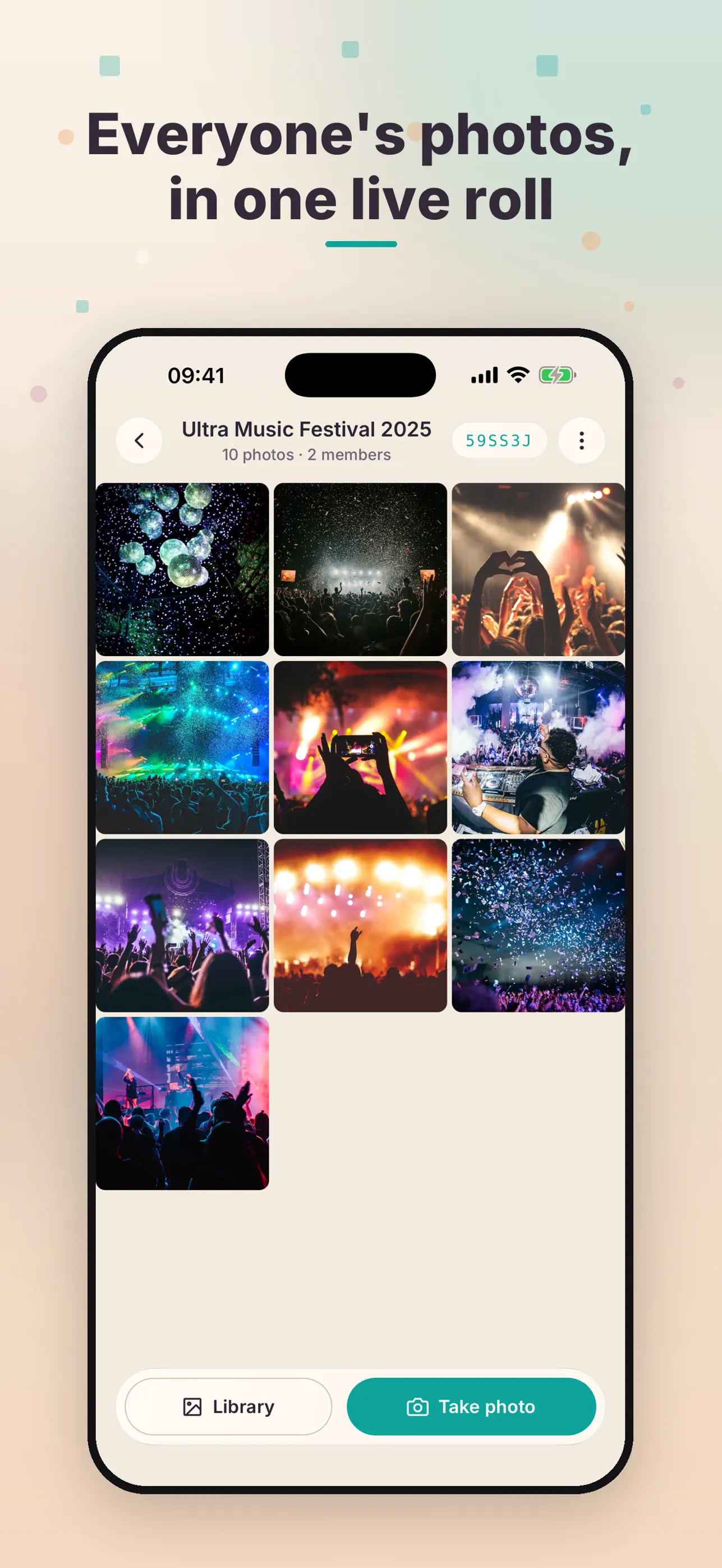 SharedShots live event gallery on iPhone